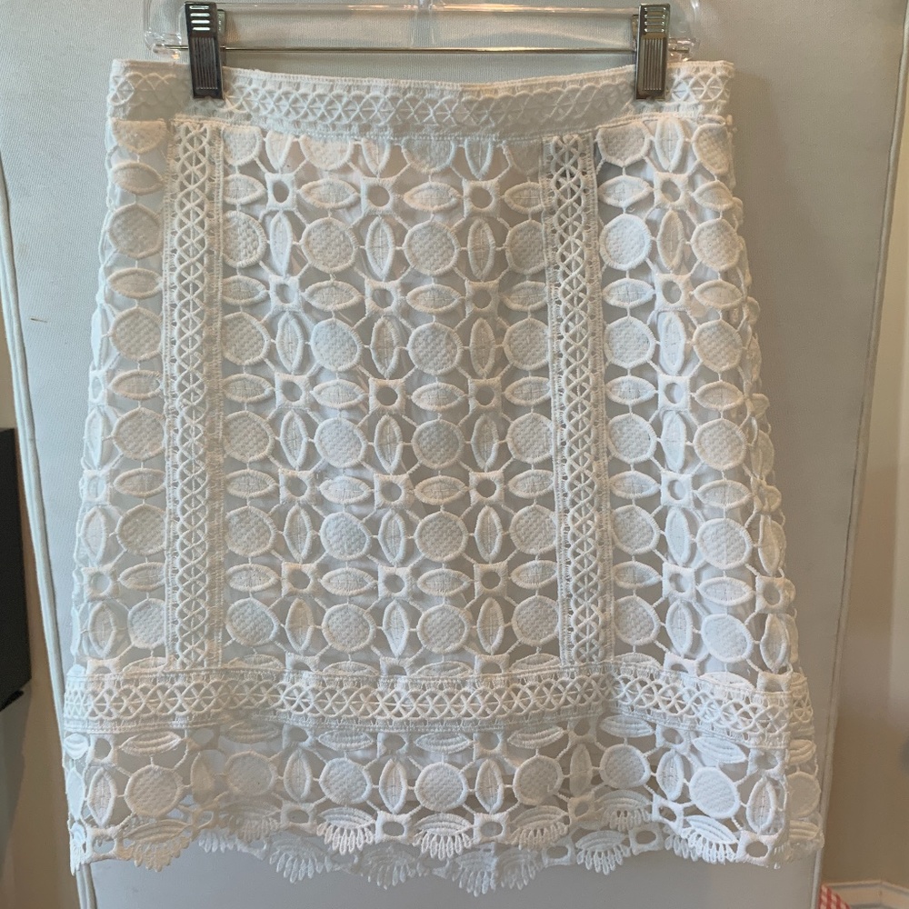 TOPSHOP White Guipure Lace A-Line Skirt